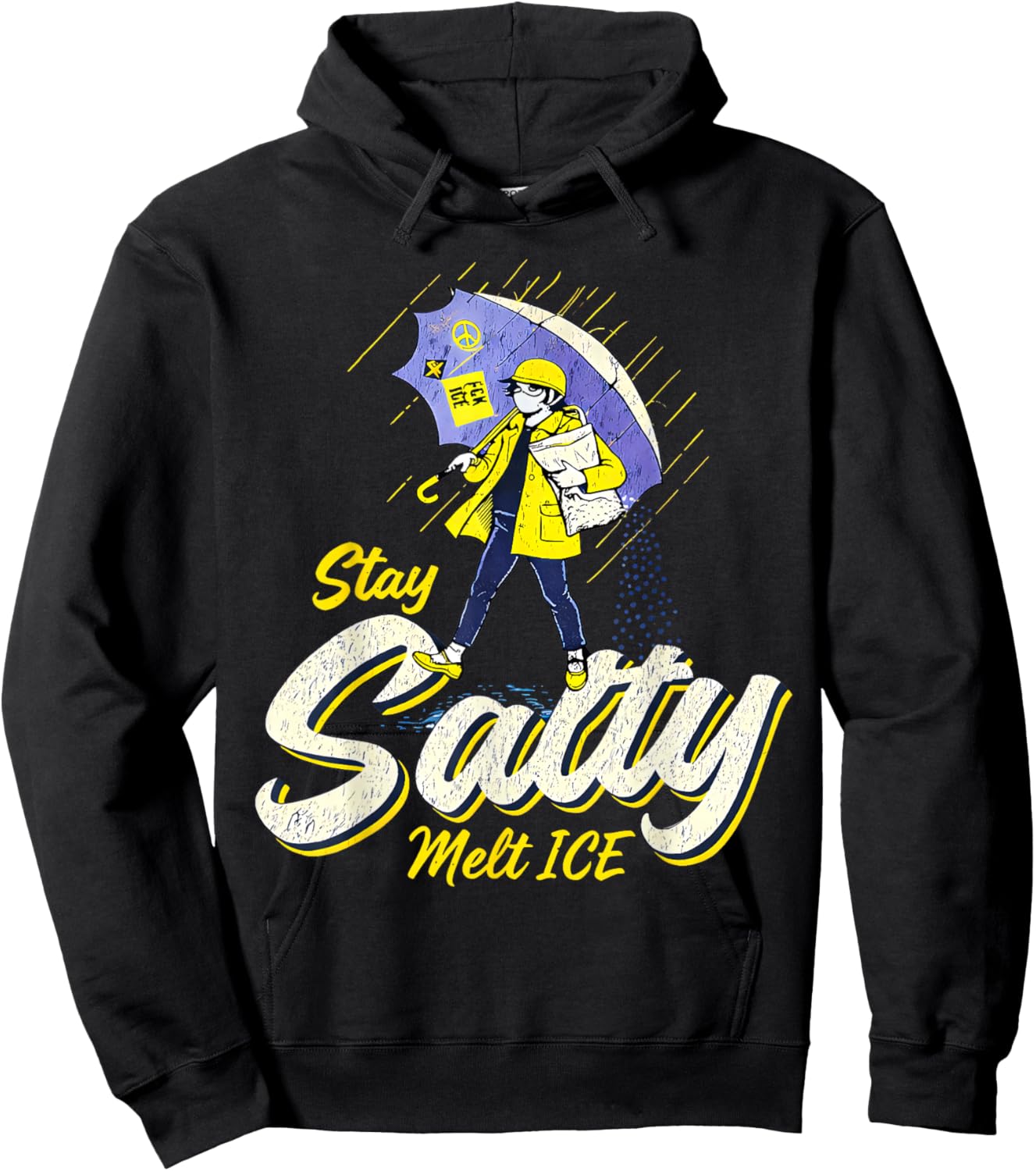 Stay Melt ICE Salty Political Retro Hoodie - Hoodie | Black