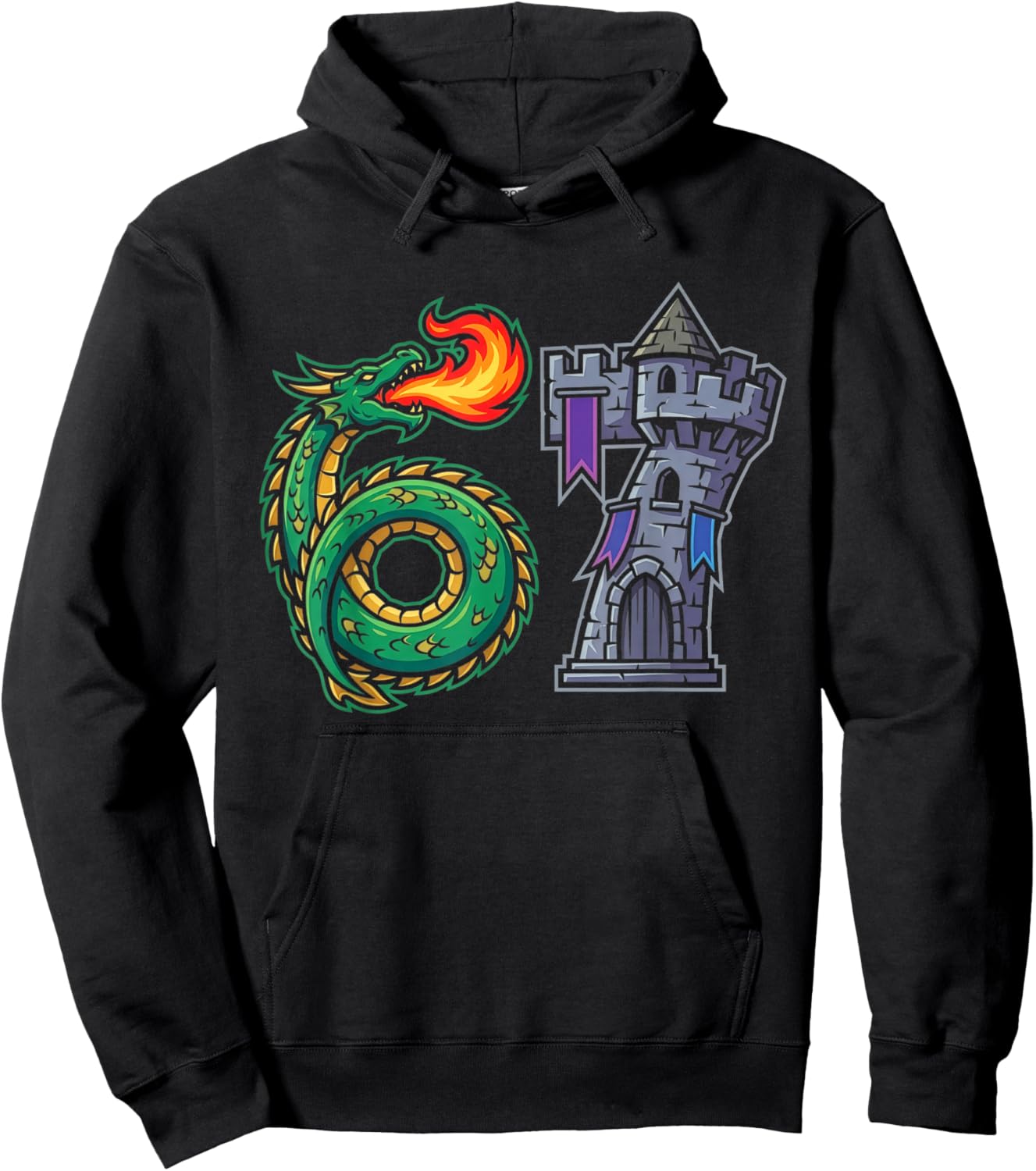 Dragon Castle 67 Six Seven Fantasy Medieval Knight RPG 6 7 Hoodie - Hoodie | Black