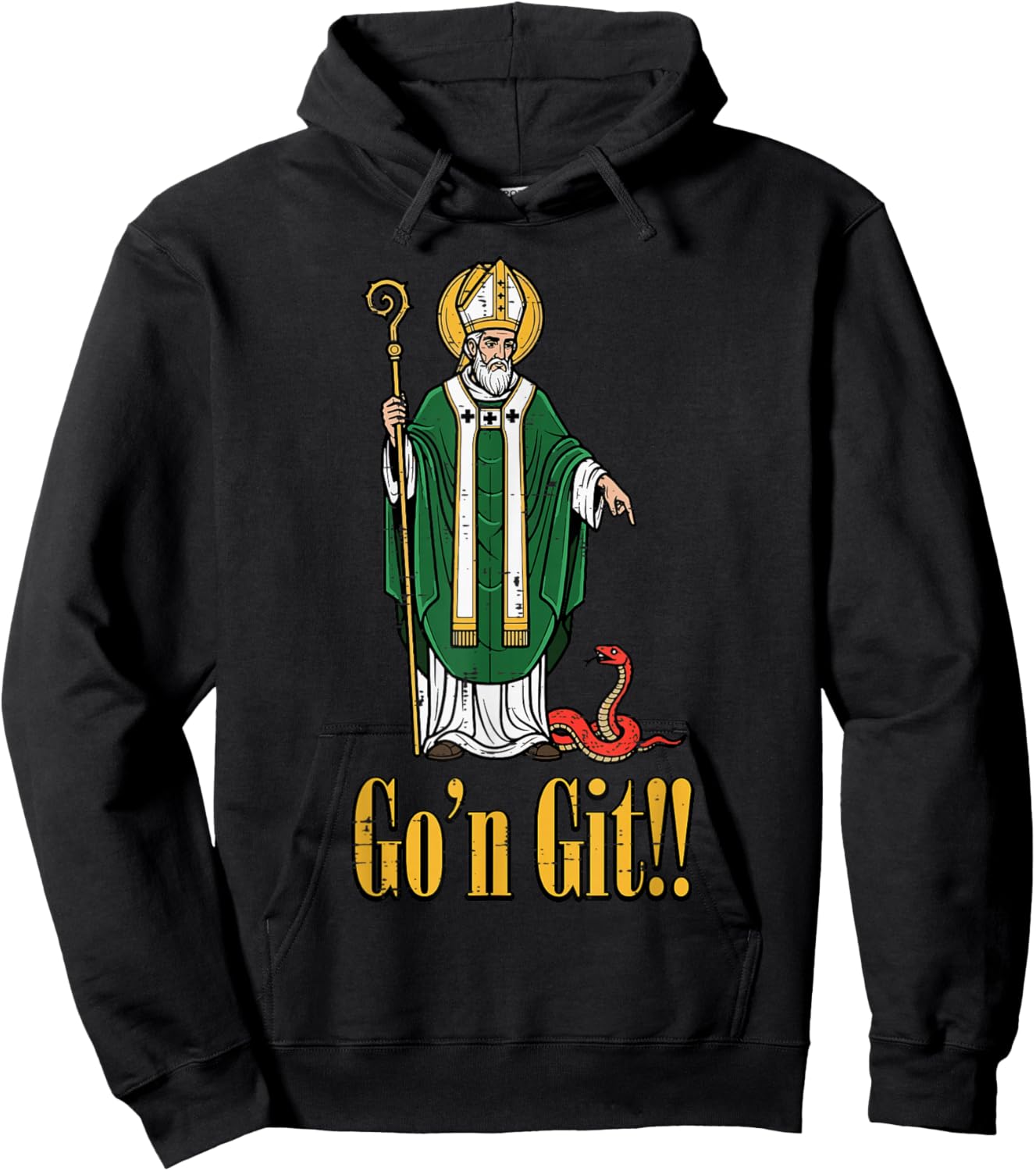 St Patrick Snake Gon Git Funny Saint Paddys Women Men Kids Hoodie - Hoodie | Black