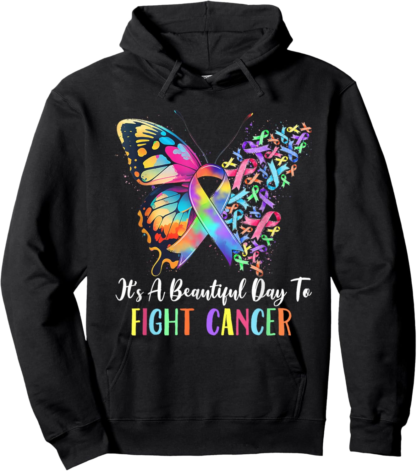 We Believe in Miracles Fight in All Cancer Color Rainbow Hoodie - Hoodie | Black