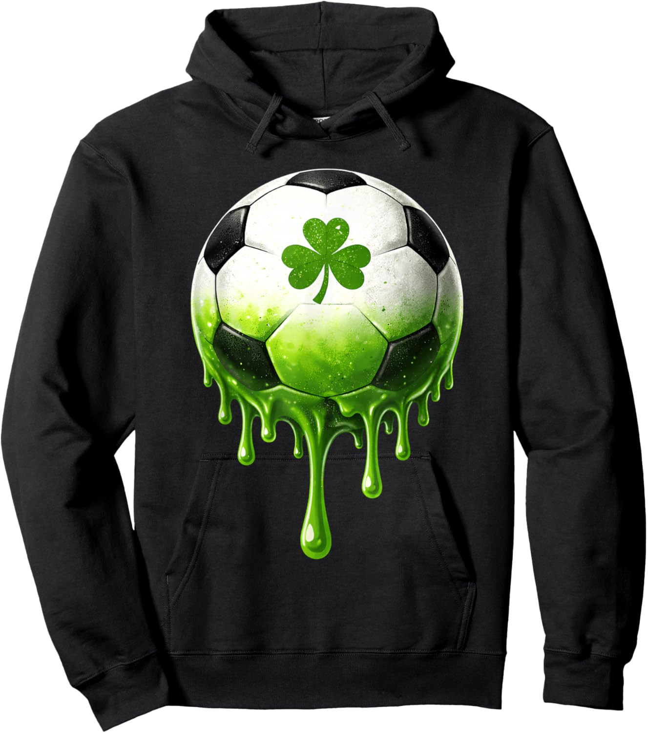Soccer Drip Shamrock St Patricks Day for Boys Kids Youth Hoodie - Hoodie | Black