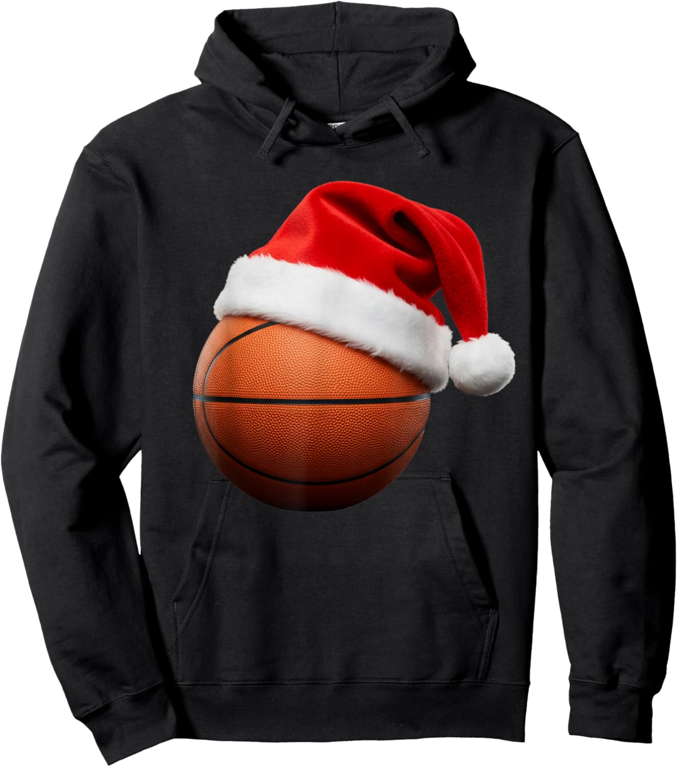 Basketball Christmas Hat Funny Holiday Sports Bball Hoodie - Hoodie | Black