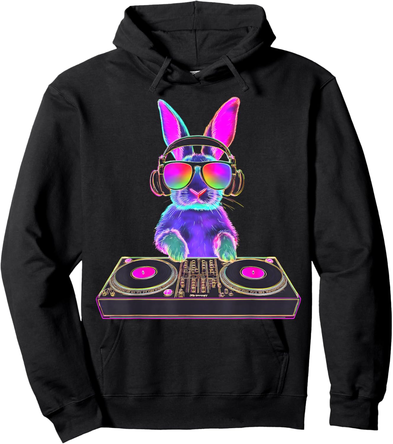 Easter Bunny DJ Techno Rave EDM Festival Men Women Kid Hoodie - Hoodie | Black