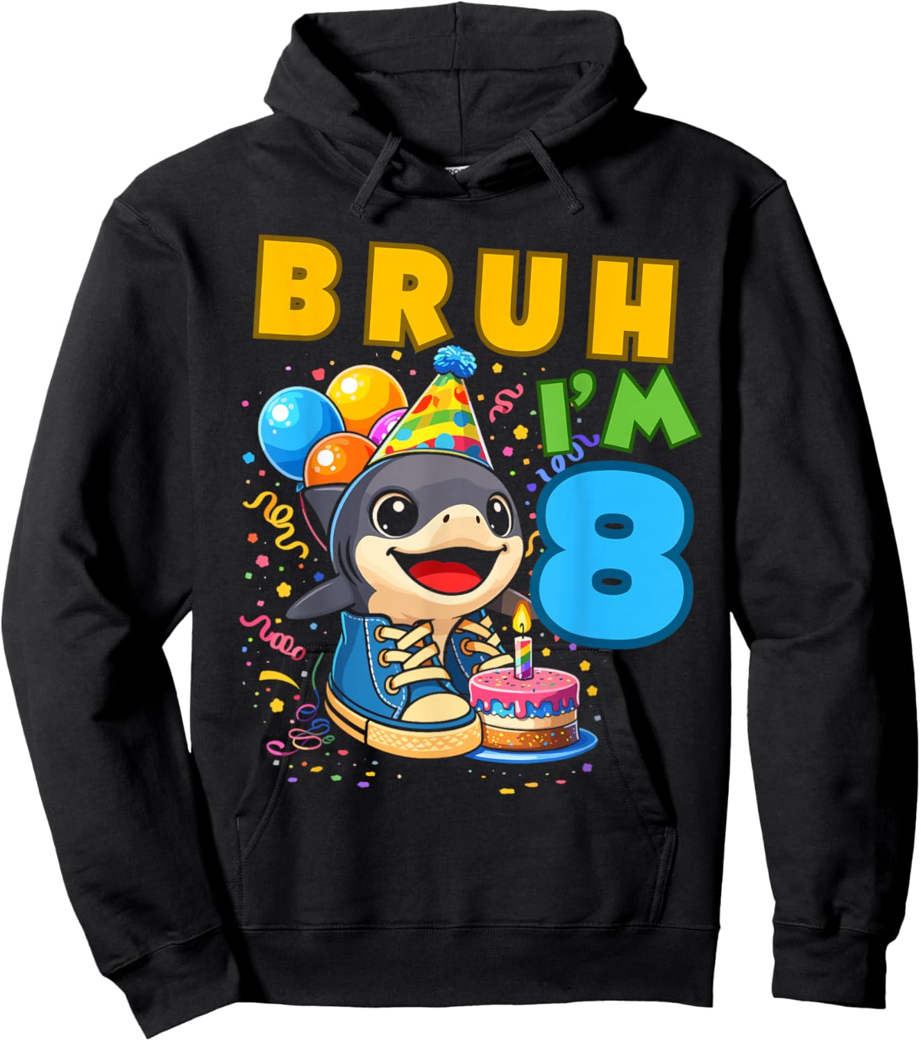 Bruh I'm 8 Year Old Birthday 8th Birthday Tralalero Tralala Hoodie - Hoodie | Black