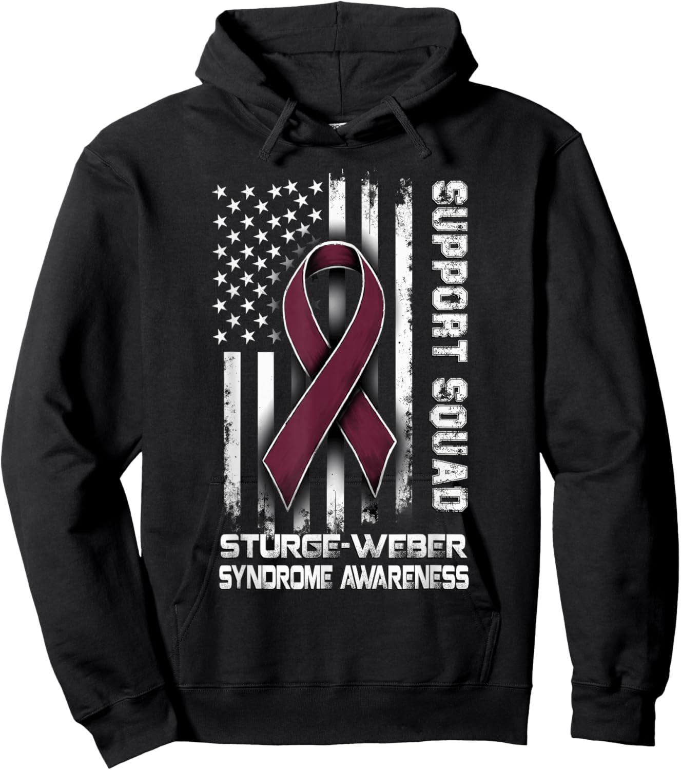 Retro Support Squad Sturge-Weber Syndrome Awareness Hoodie - Hoodie | Black