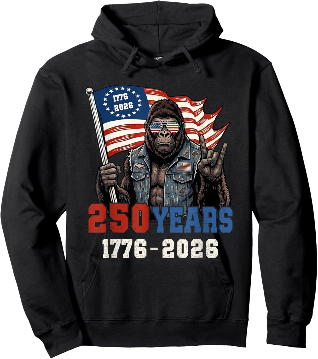 250 Years American 1776-2026 250th Birthday Bigfoot Lovers Hoodie - Hoodie | Black