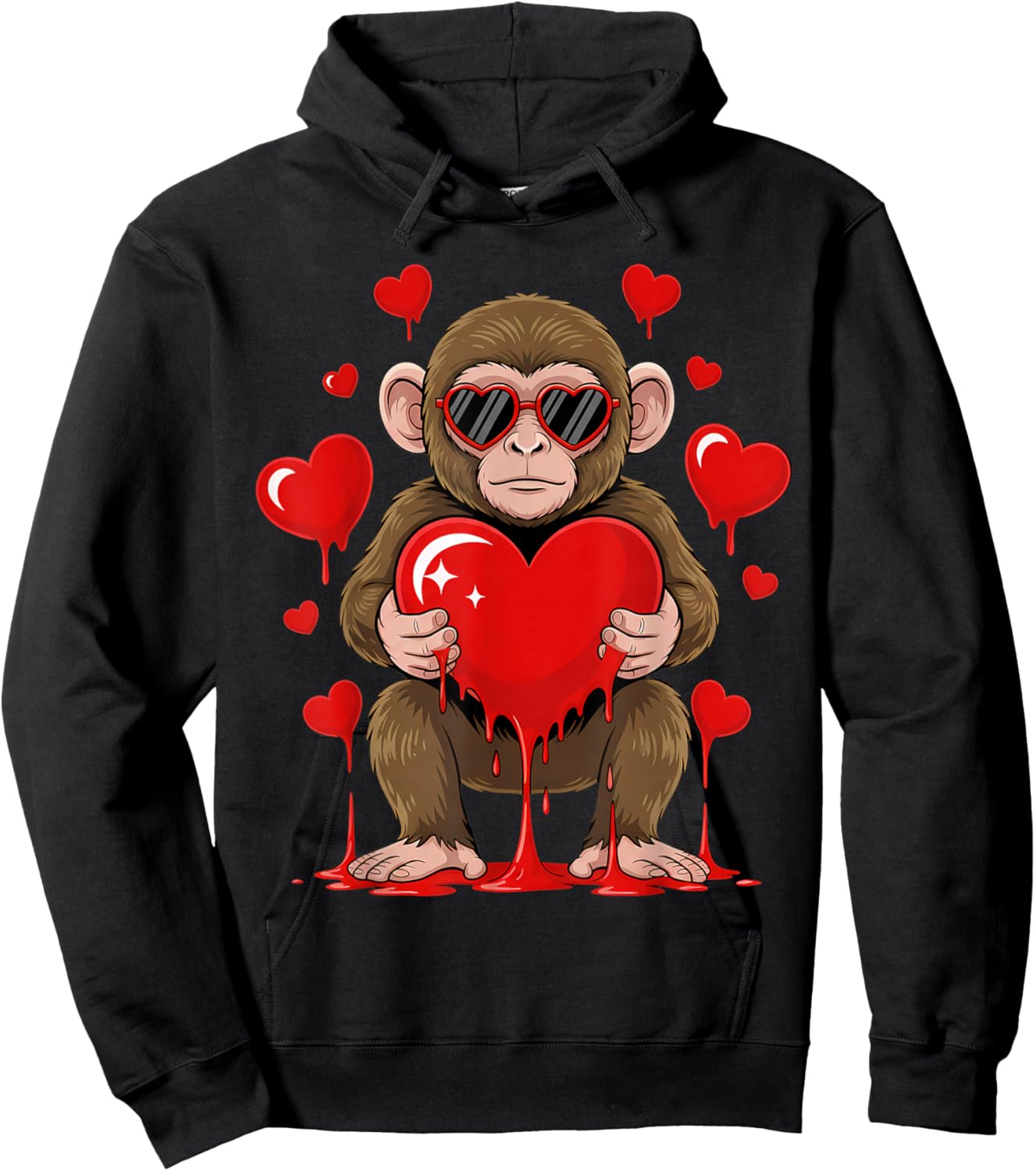 Valentines Day Cute Valentine Monkey Lover Hoodie - Hoodie | Black