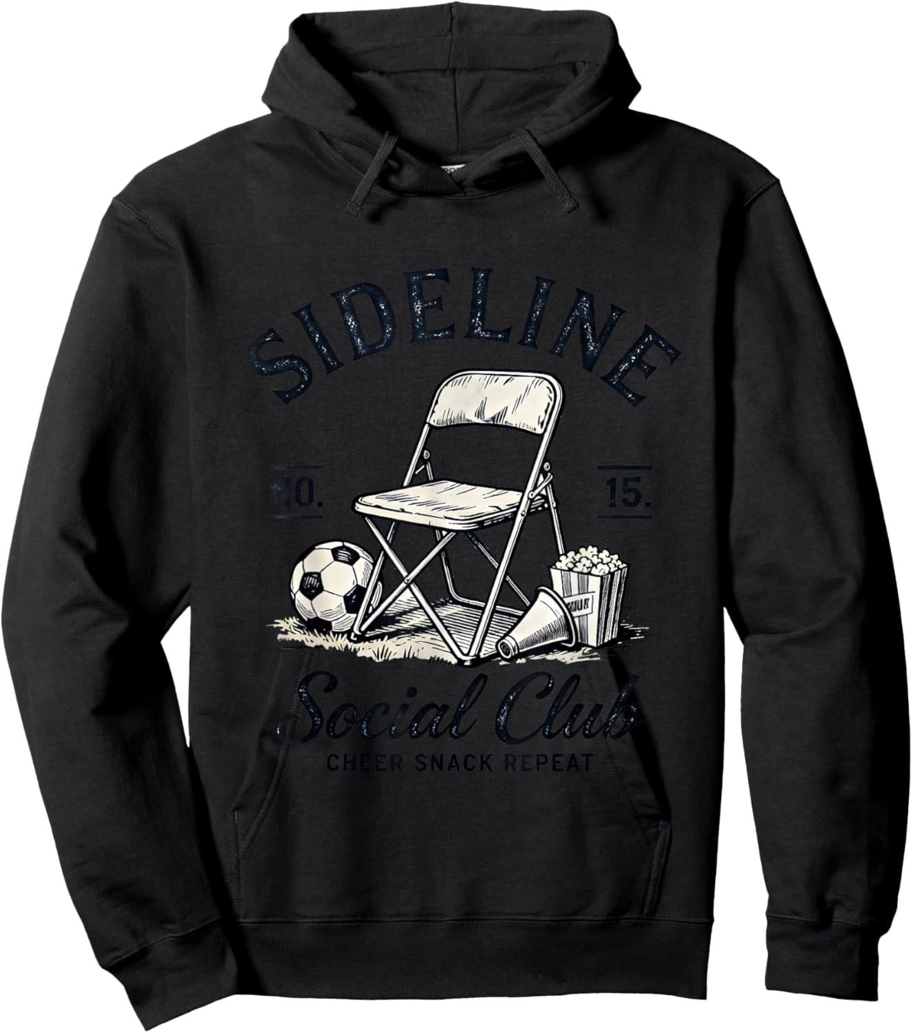 Sideline Social Club Cheer Snack Repeat Soccer Mom Dad Hoodie - Hoodie | Black