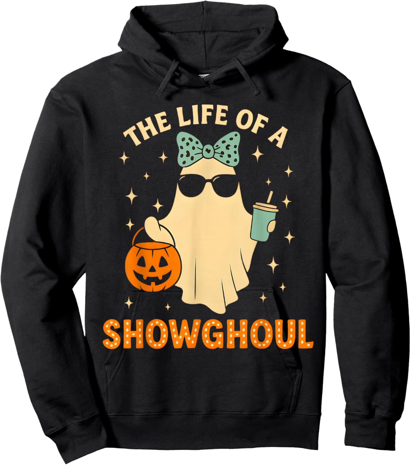 Cute Life of A Showghoul Ghost Retro Halloween Spooky Girls Hoodie - Hoodie | Black