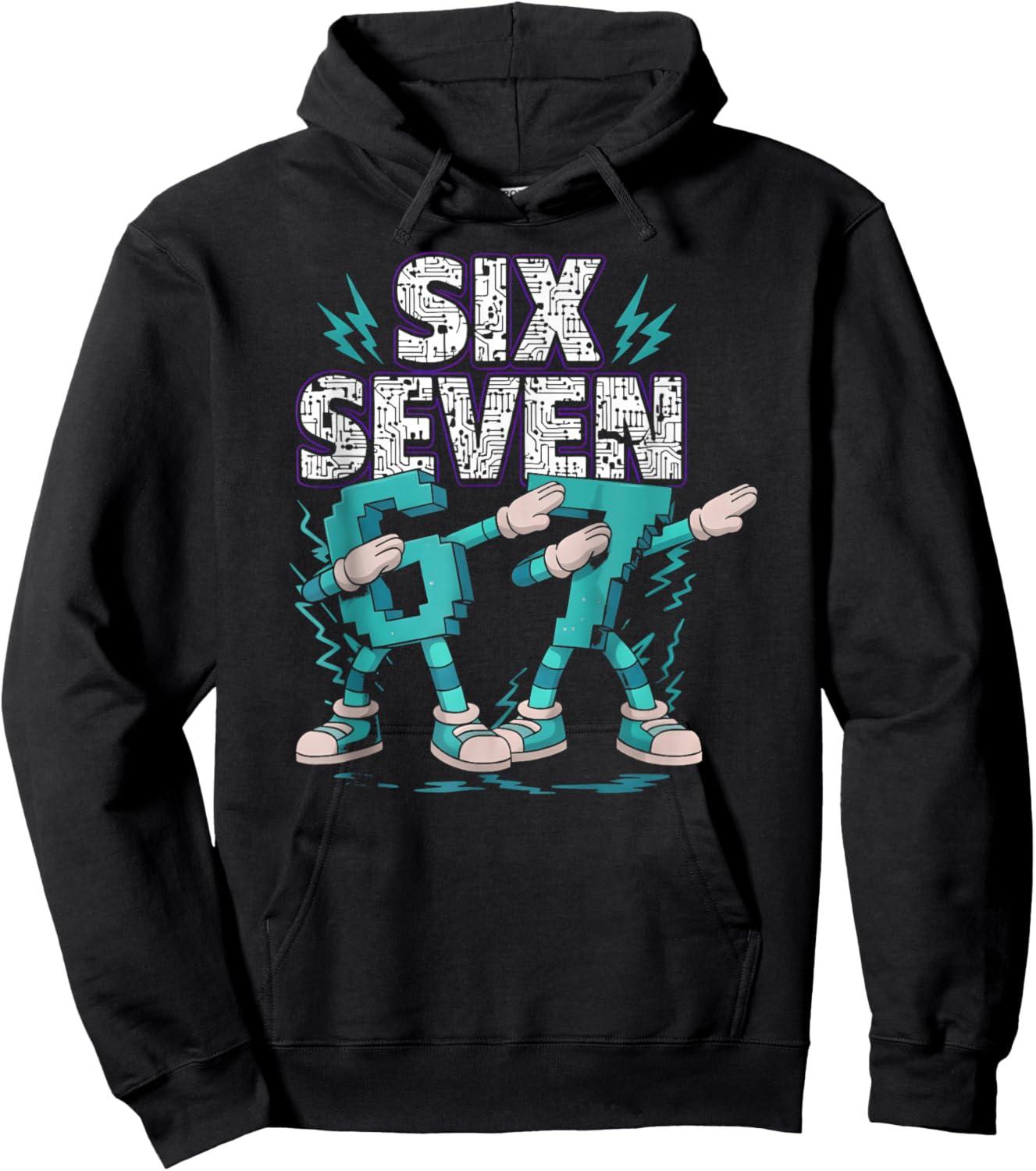 Meme 67 Dabbing Six Seven 6 7 Brainrot Fun Boys Kids Hoodie - Hoodie | Black