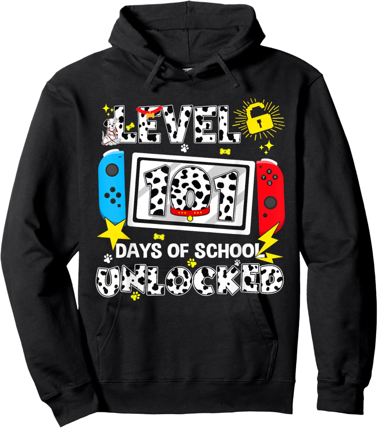 Level Unlocked Game Controller 101 Days School 100 Days Hoodie - Hoodie | Black