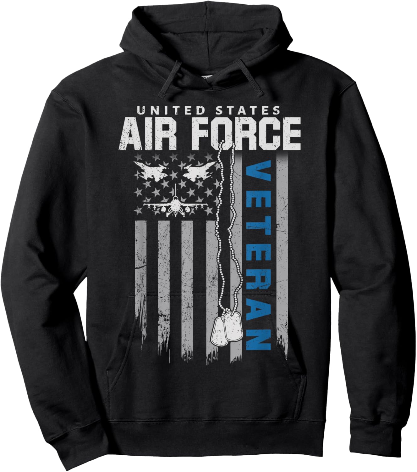 Patriotic US Air Force Veteran Flag American USAF Airman Hoodie - Hoodie | Black