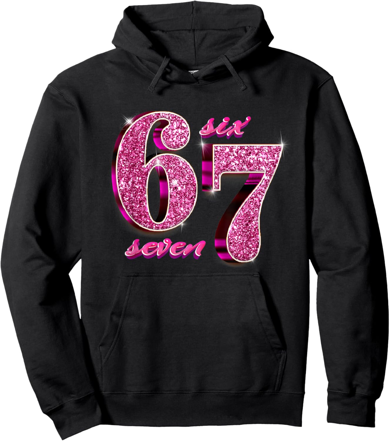 Funny Girls Pink Coquette 67 Six Seven Meme Brainrot Hoodie - Hoodie | Black
