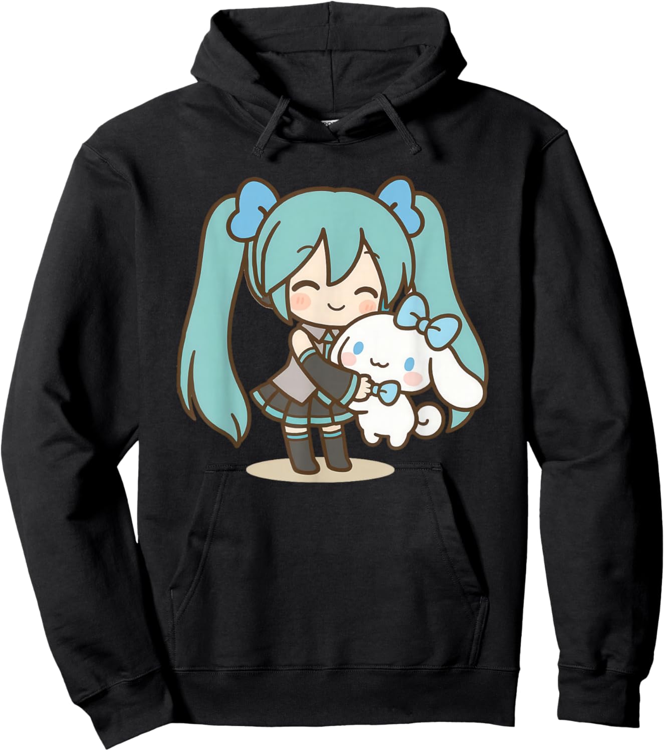 Cute Anime Manga Girl Miku Singer Singing Music Lover Kawaii Hoodie - Hoodie | Black