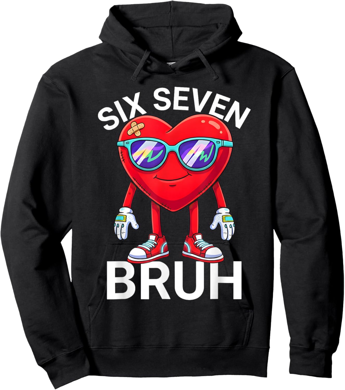 67 Valentine Funny Six Seven Meme Brainrot Heart Kids Bruh Hoodie - Hoodie | Black