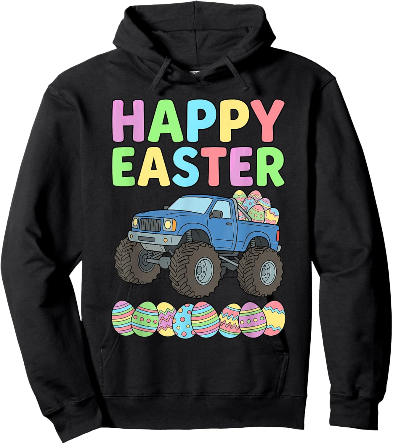 Kids Boys Easter Monster Truck Happy Easter Toddler Kids Boy Hoodie - Hoodie | Black
