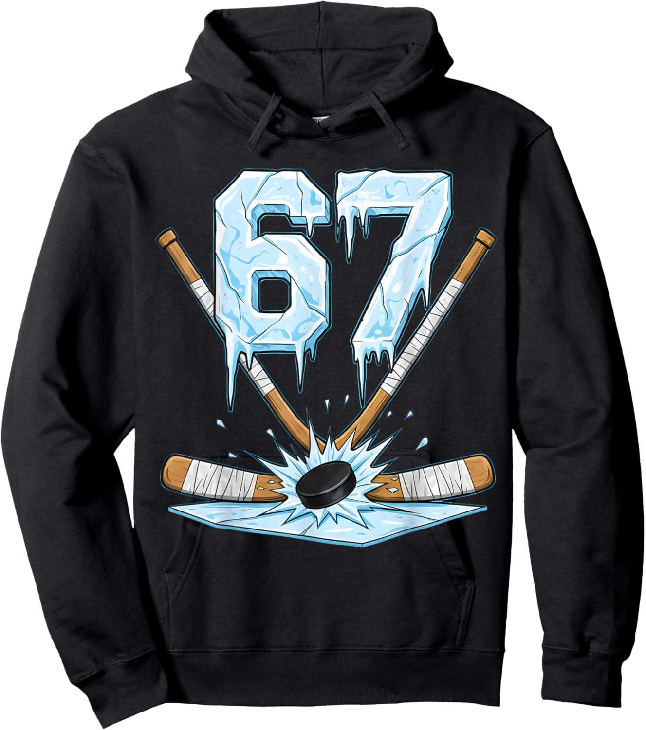Funny Hockey 67 Meme 6-7 Six Seven Gen Alpha Ice Hockey 67 Hoodie - Hoodie | Black