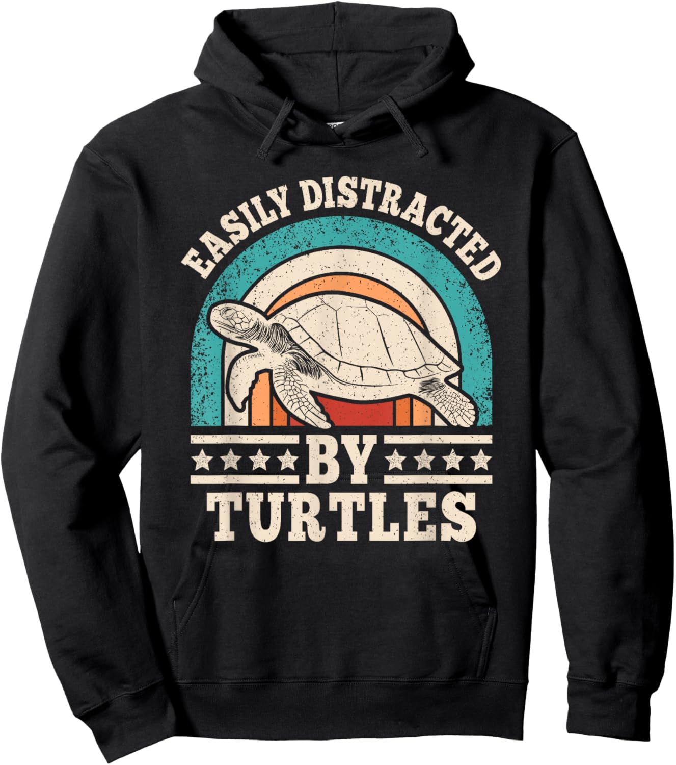 Easily Distracted by Turtles Retro Sea Turtle Men Women Hoodie - Hoodie | Black