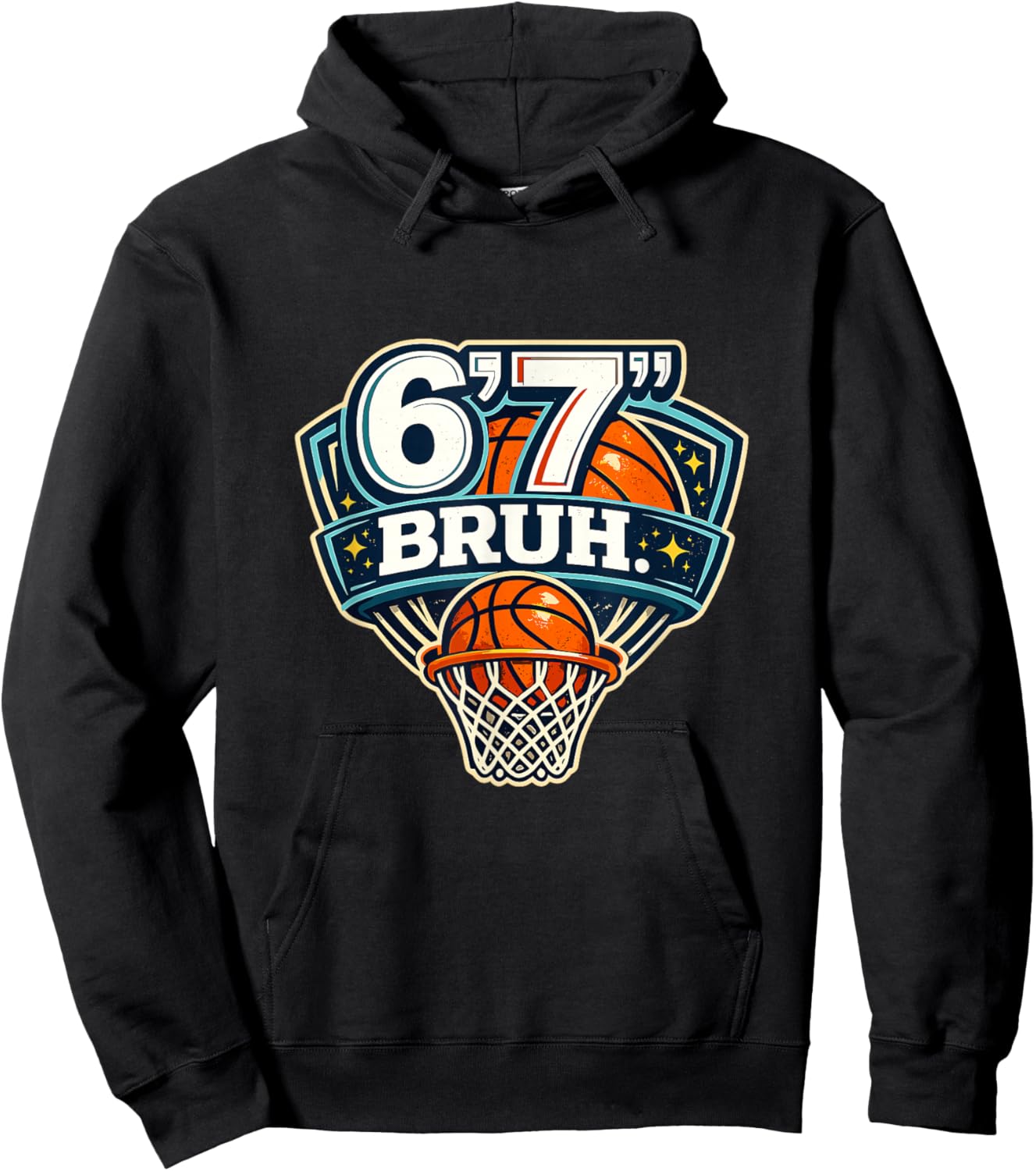 67 Bruh Six Seven Funny Basketball Hoodie - Hoodie | Black