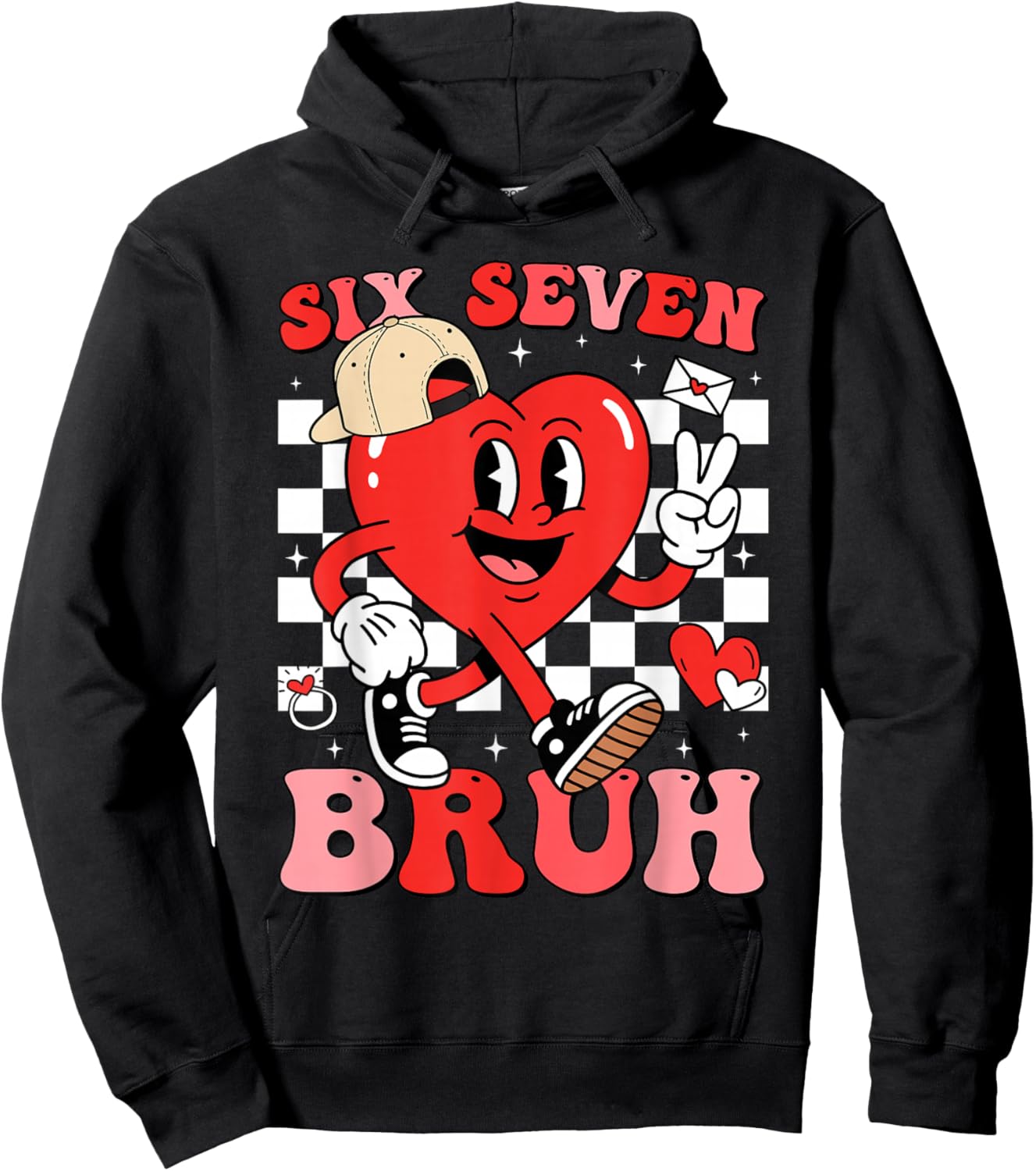 Funny 6 7 Meme Heart Six Seven Bruh 67 Valentine’s Day Hoodie - Hoodie | Black
