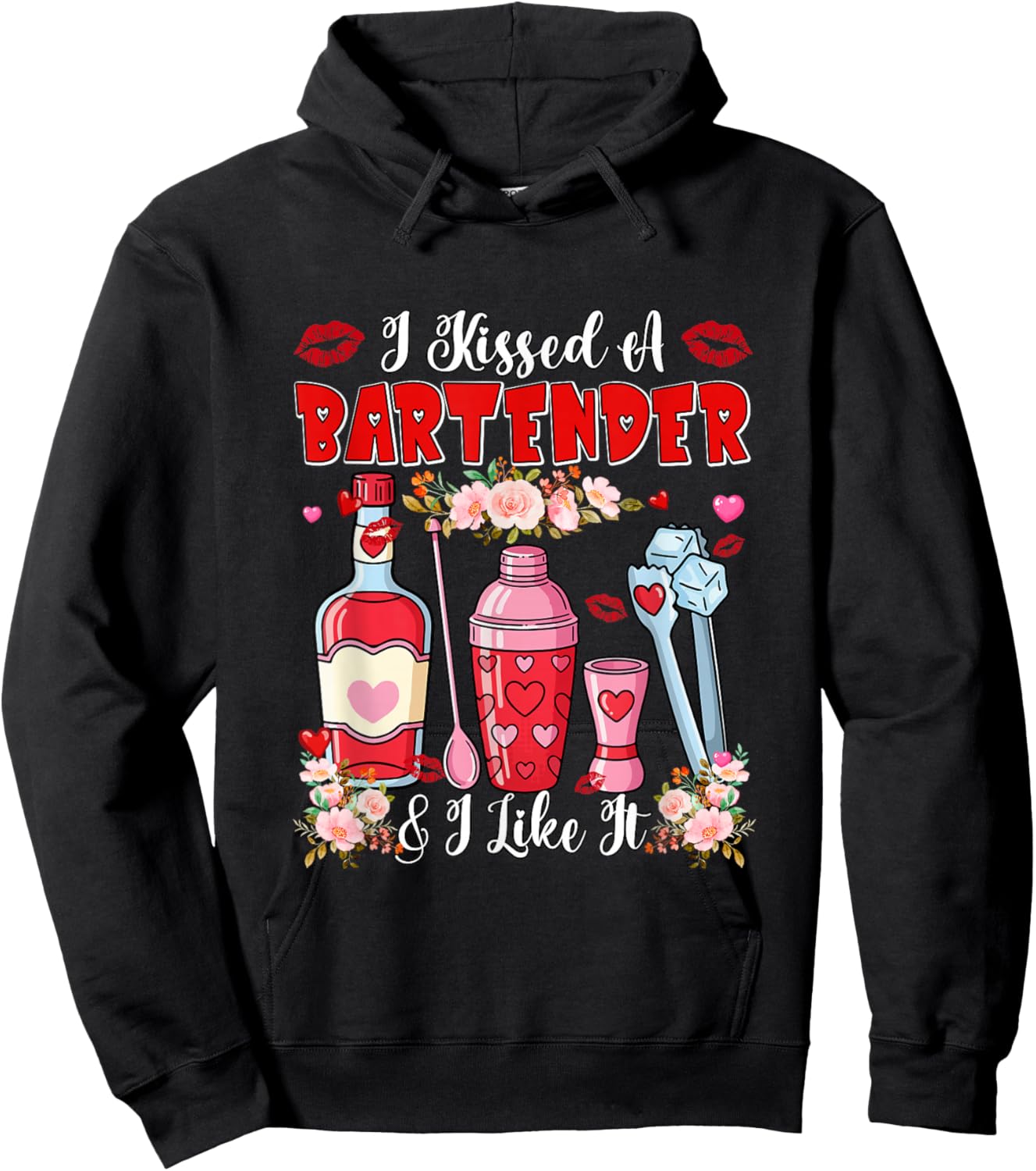Kissed A Bartender & Like It Valentine's Day Funny Couple Hoodie - Hoodie | Black