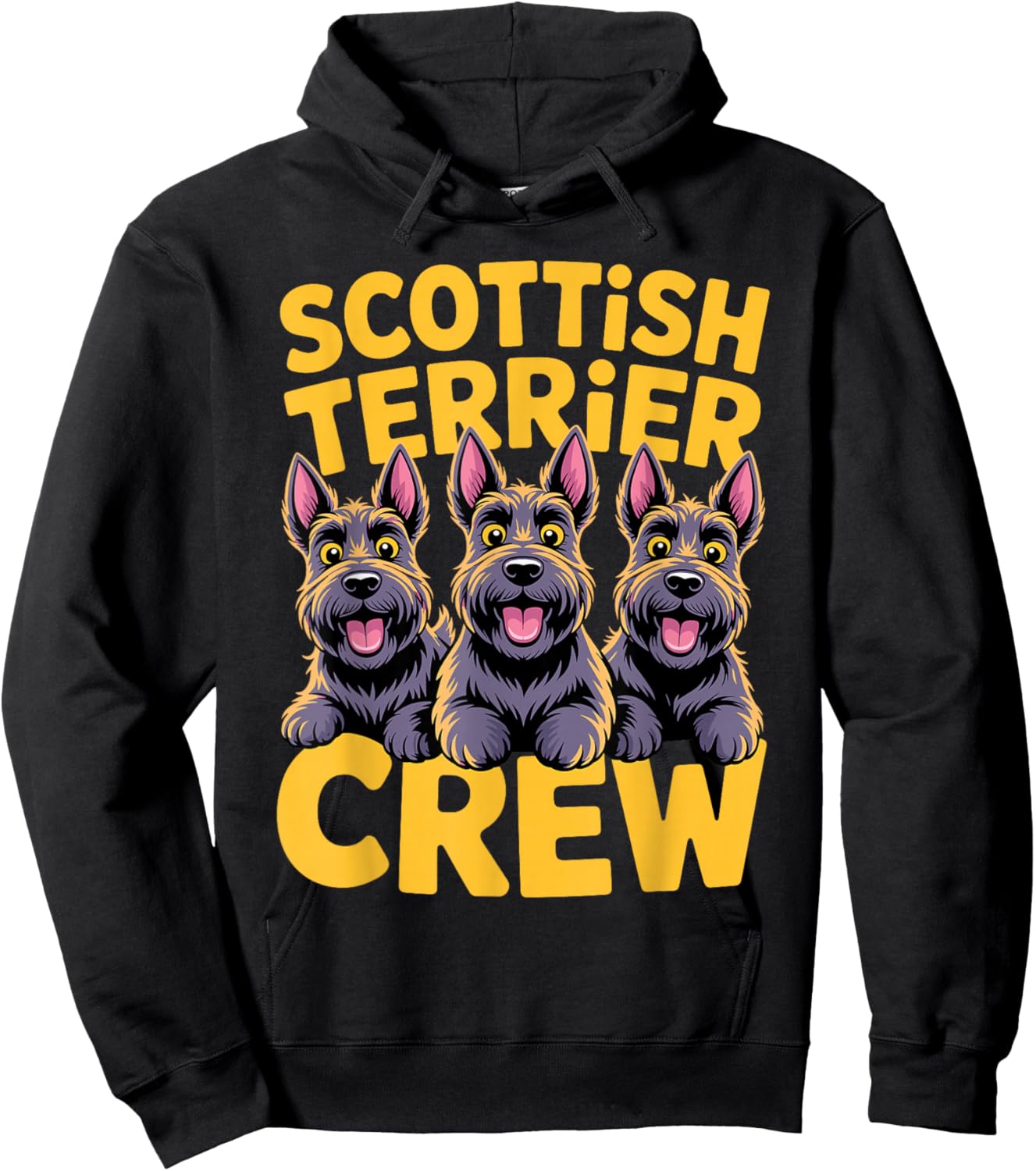 Scottish Terrier Crew Cartoon Aberdeen Pet Breed Scottie Dog Hoodie - Hoodie | Black