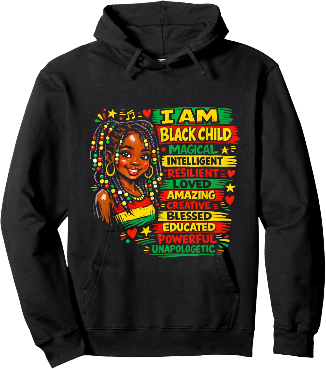 I Am Black Child History Month African American Kids Girls Hoodie - Hoodie | Black
