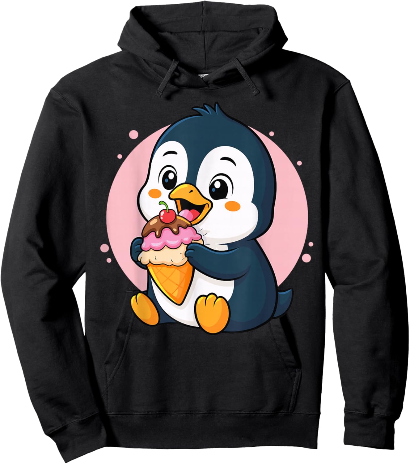 Penguin Eating Ice Cream Graphic Boys Girls Penguin Lover Hoodie - Hoodie | Black