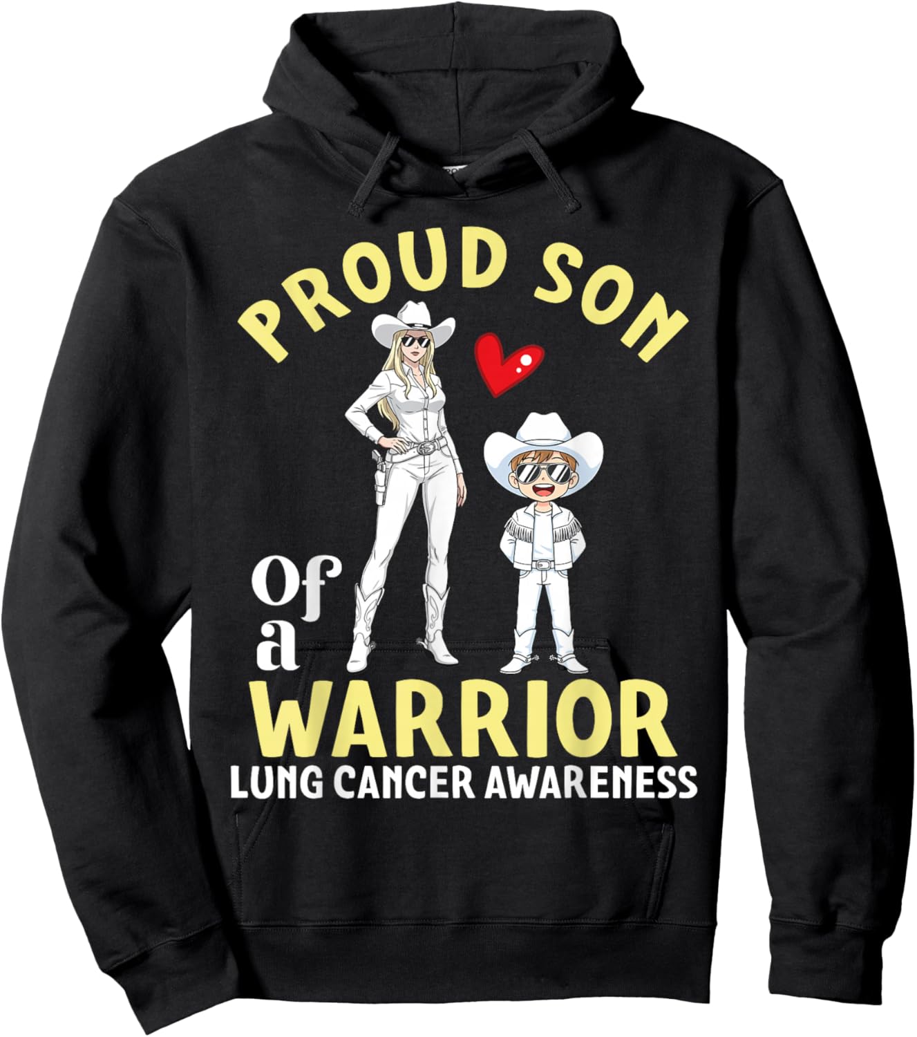 Proud Son of A Warrior Lung Cancer Awareness Support Mother Hoodie - Hoodie | Black