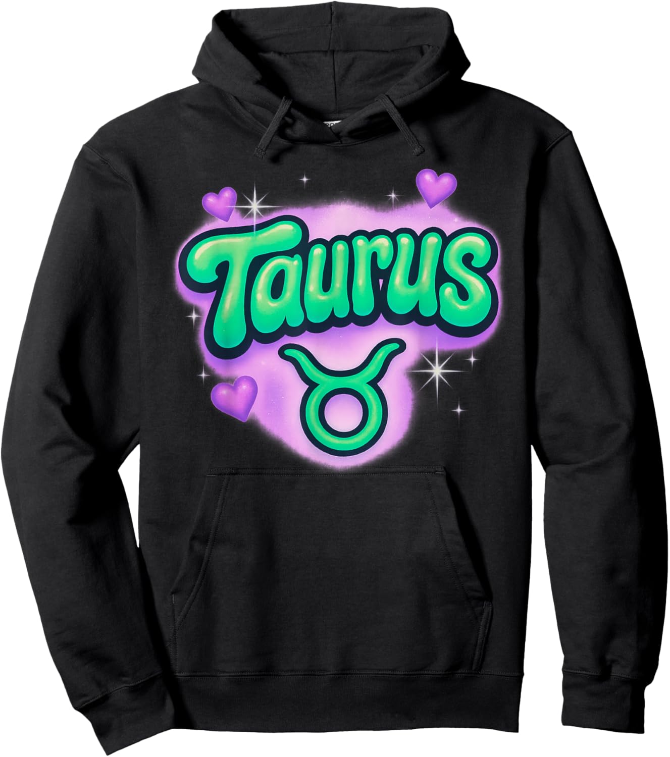 Taurus Zodiac Pastel Airbrush Cute Astrology Graphic Hoodie - Hoodie | Black