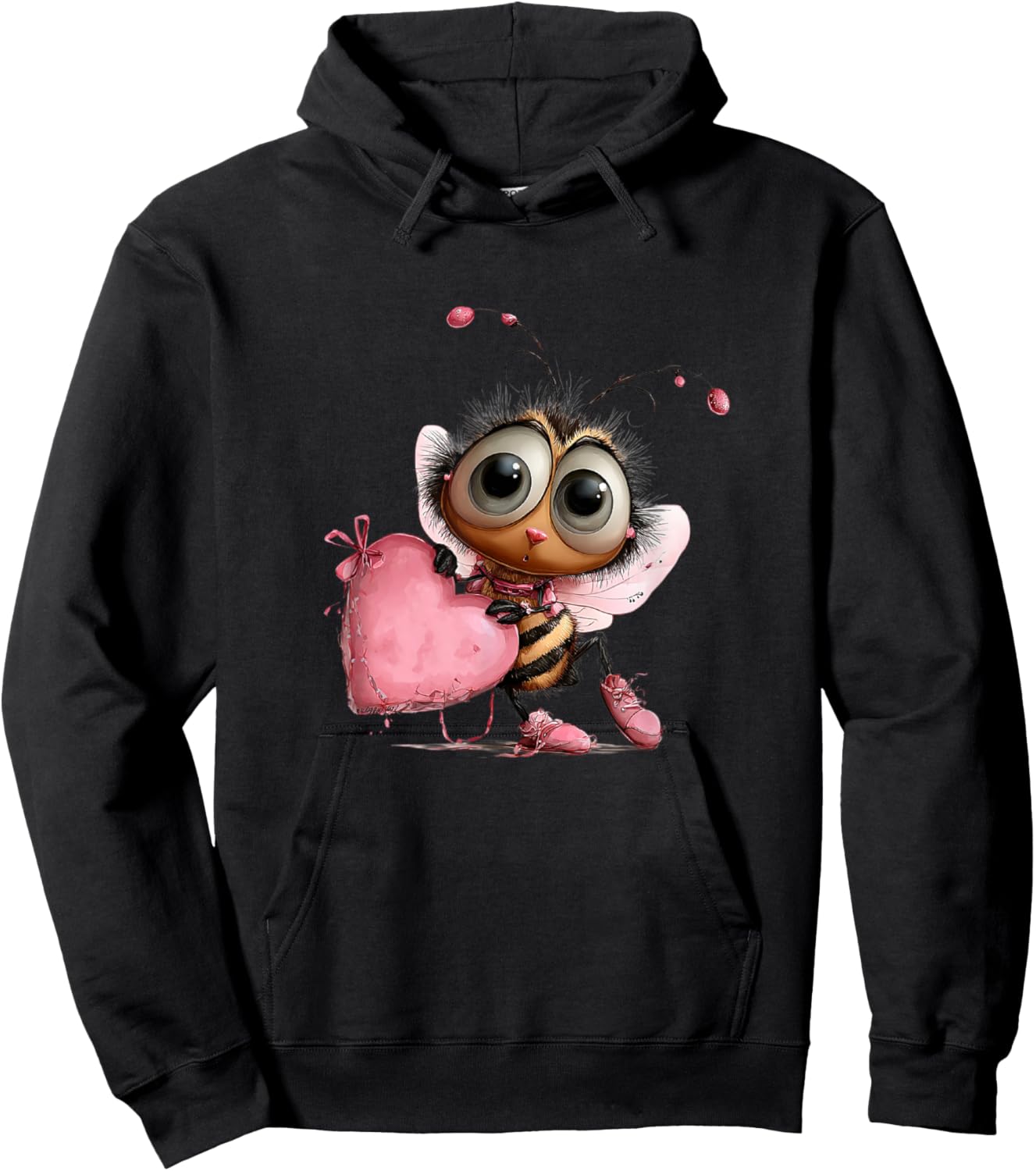 Cute Valentine bee Heart for Love Couples Hoodie - Hoodie | Black