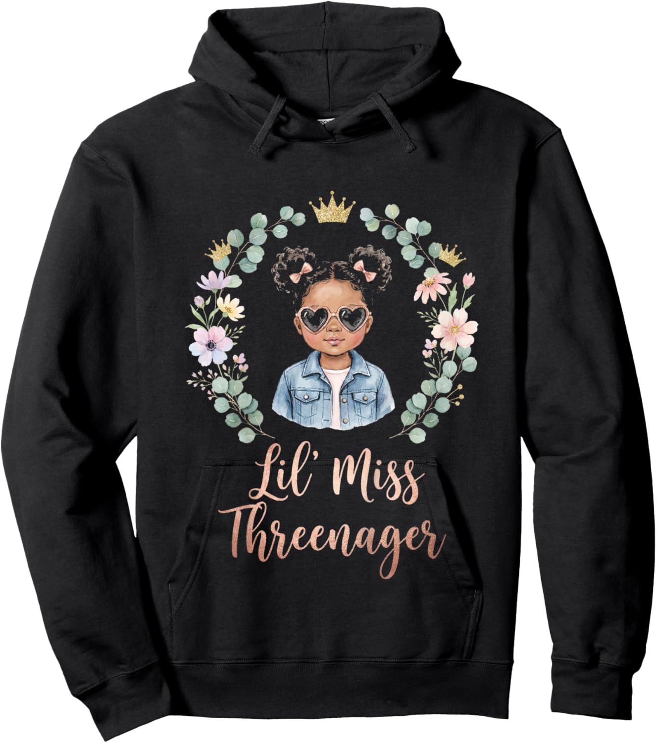 3rd Birthday Girl Sassy Toddler Lil Miss Threenager Hoodie - Hoodie | Black