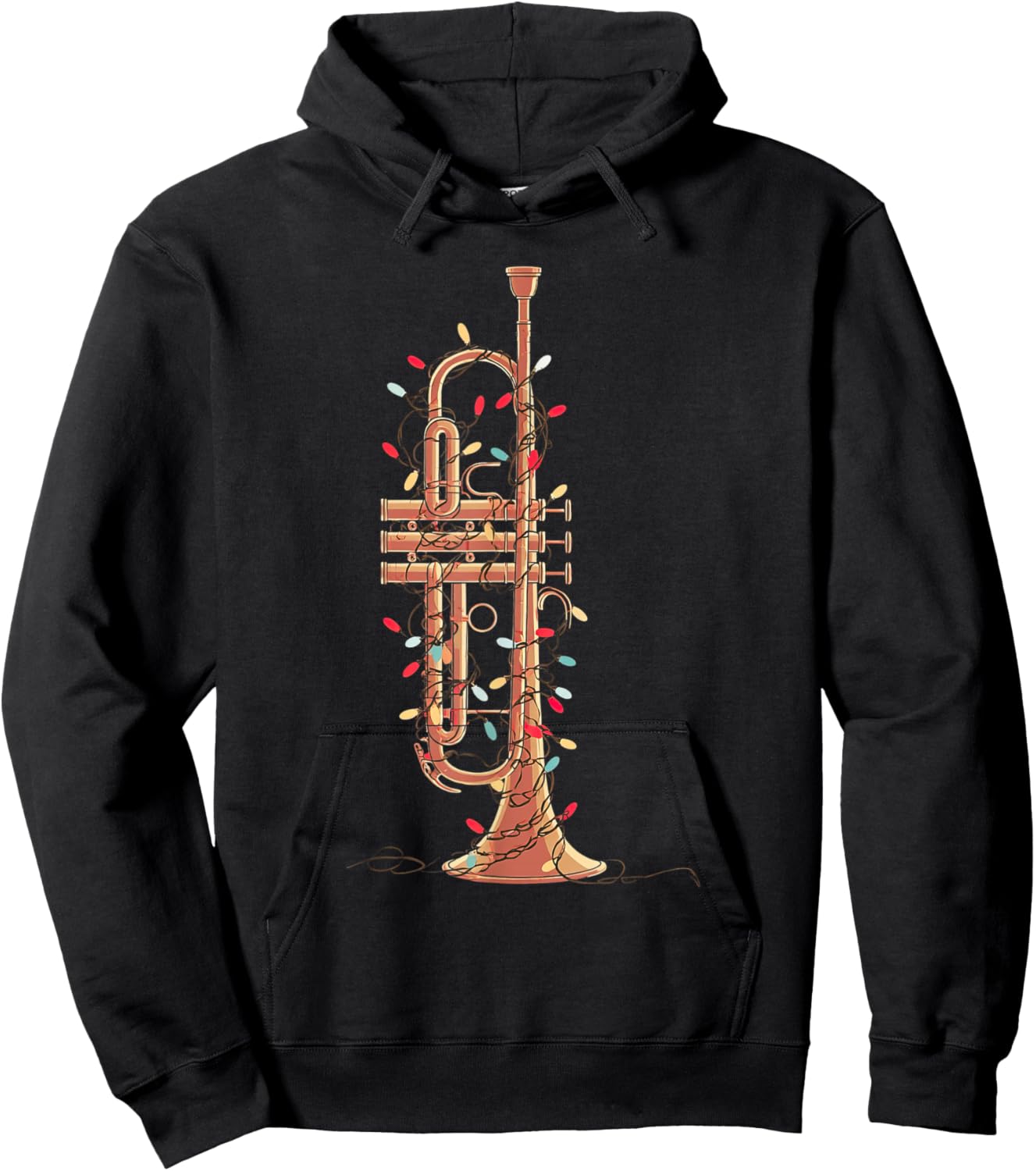 Trumpet Christmas Graphics Lights Lover Player Trumpeter Hoodie - Hoodie | Black