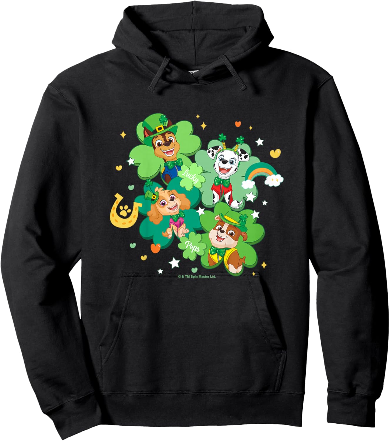 Kids PAW Patrol St. Patrick's Day Lucky Pups Four-Leaf Clover Hoodie - Hoodie | Black