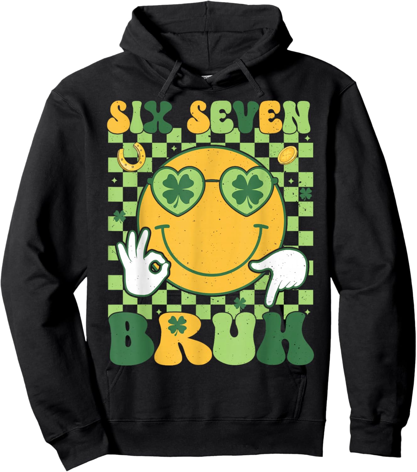 St Patricks Day Boys Kids Teens Six Seven Bruh St Paddys 67 Hoodie - Hoodie | Black