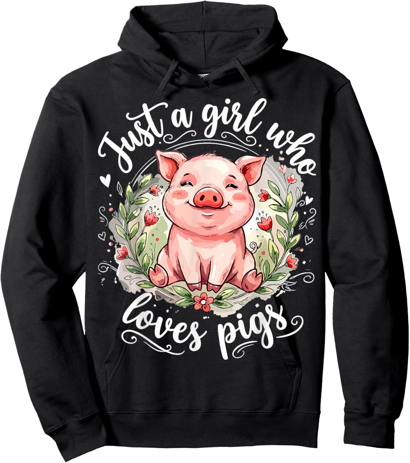 Pig Cute Just a Girl Who Loves Pigs Hoodie - Hoodie | Black