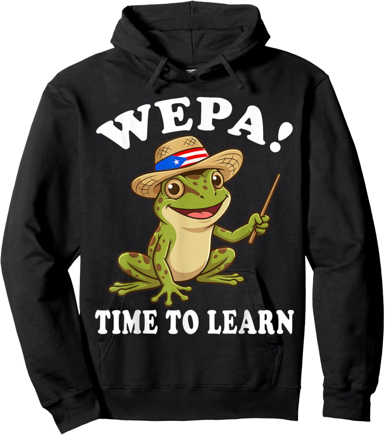 Wepa Time to Learn Funny Puerto Rico Coqui Frog Teacher Hoodie - Hoodie | Black
