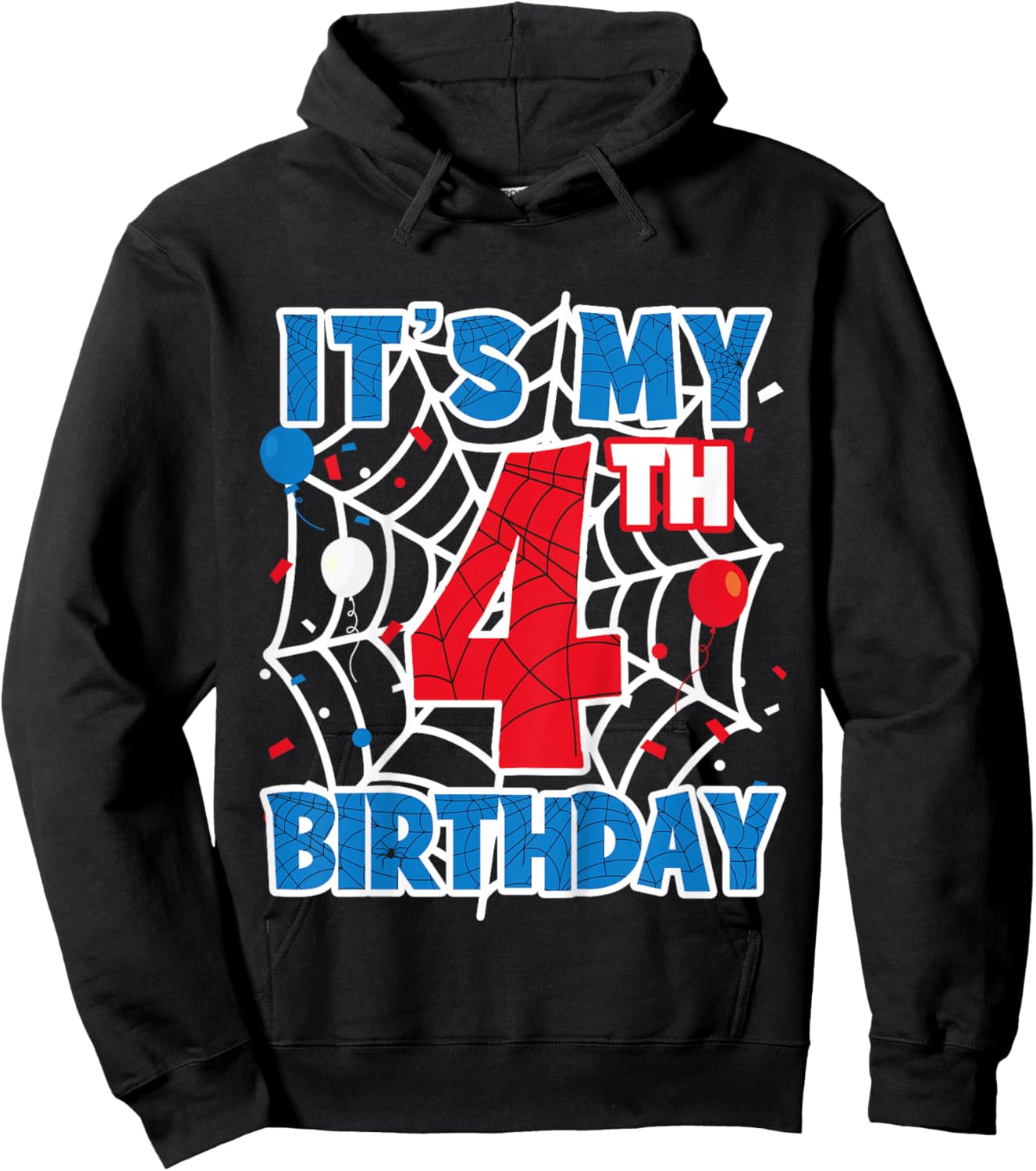 Kids Spider Web 4 Year Old Birthday Boy Hoodie - Hoodie | Black