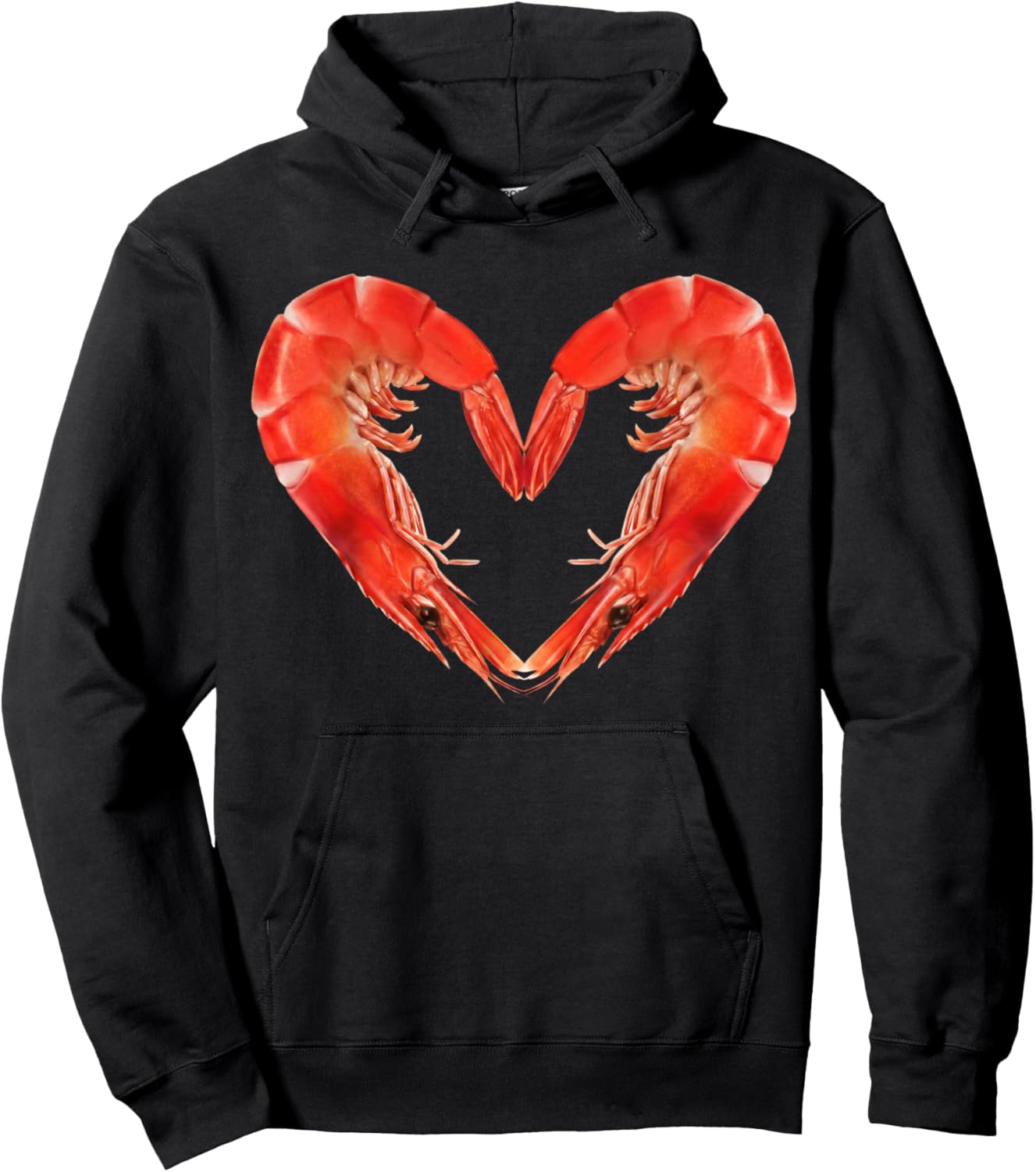 Funny Valentines Day Shrimp Heart Men Women Hoodie - Hoodie | Black
