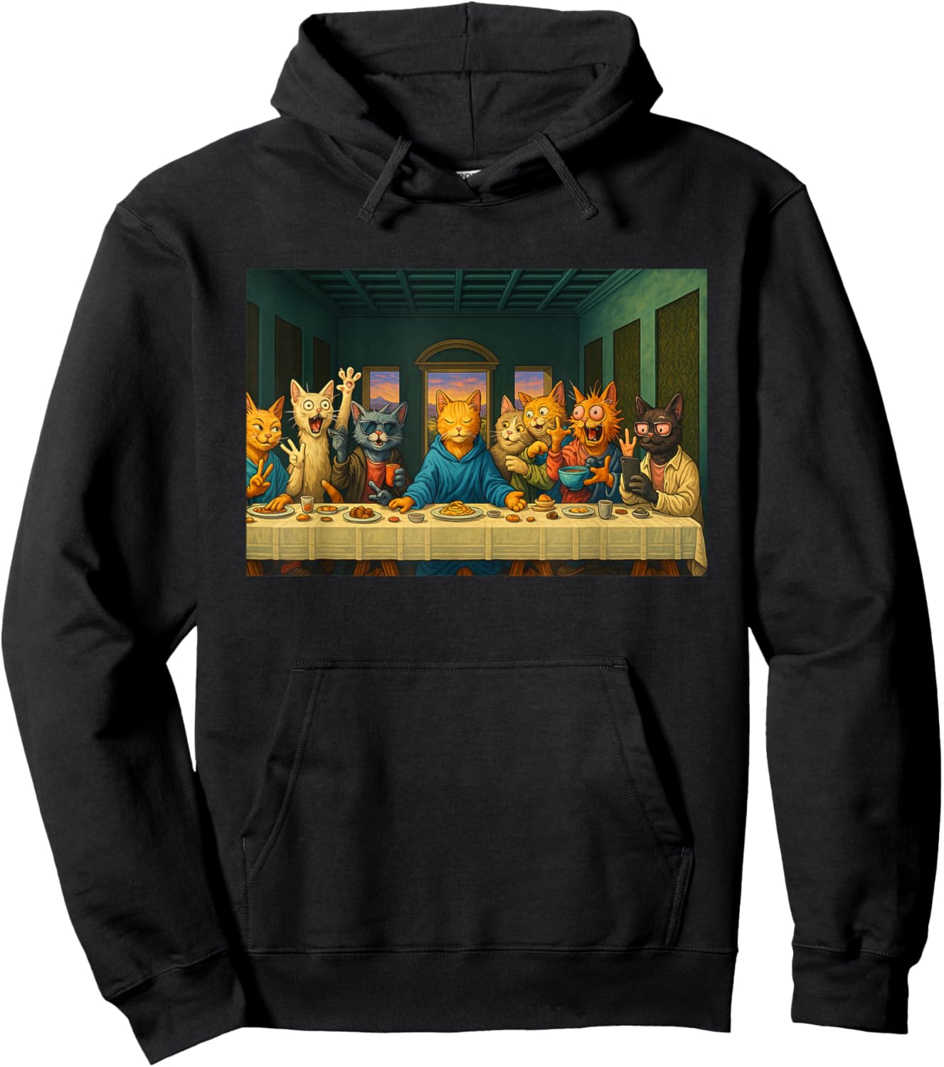 Cat Lovers - The Last Supper Funny Hoodie - Hoodie | Black