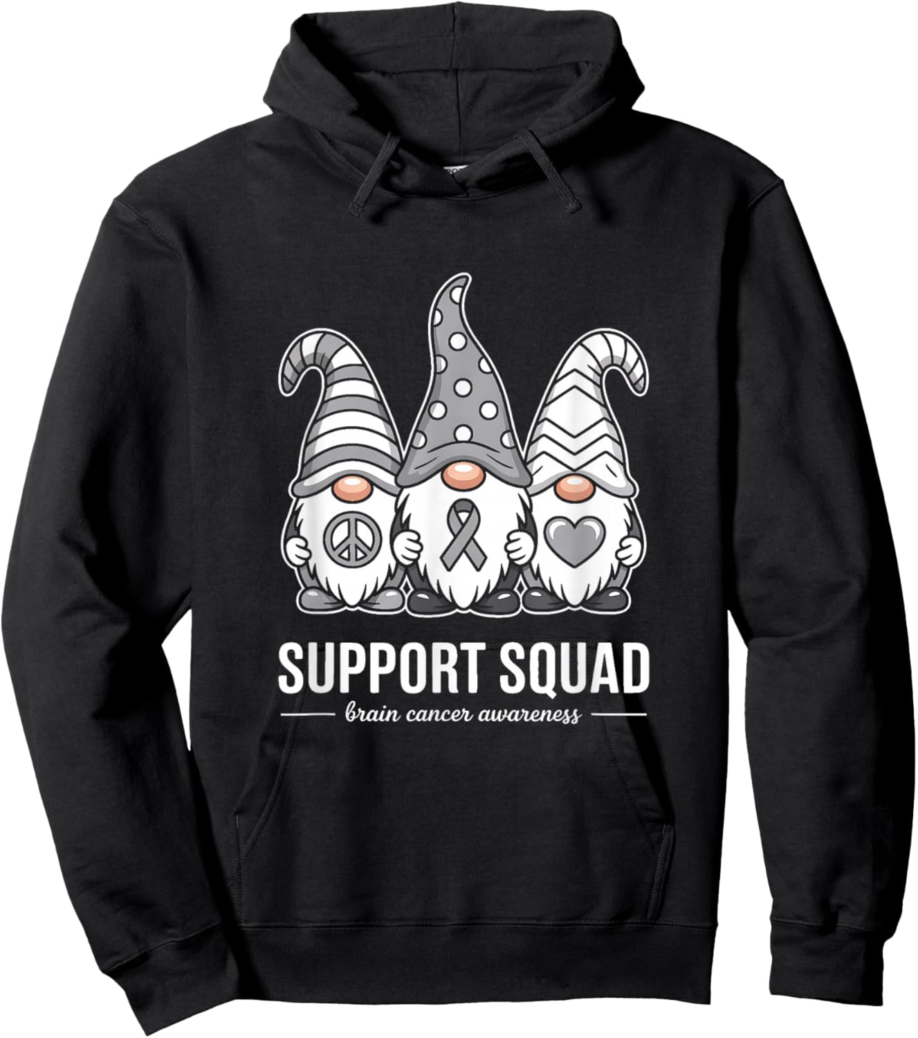 Support Squad Brain Cancer Ribbon Hoodie - Hoodie | Black