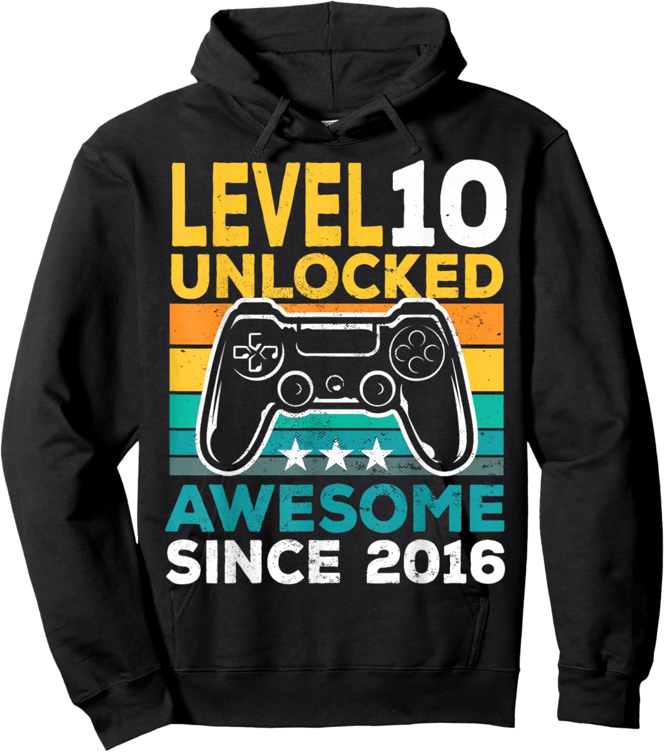 Level 10 Unlocked Awesome Since 2016 10th Birthday Gaming Hoodie - Hoodie | Black