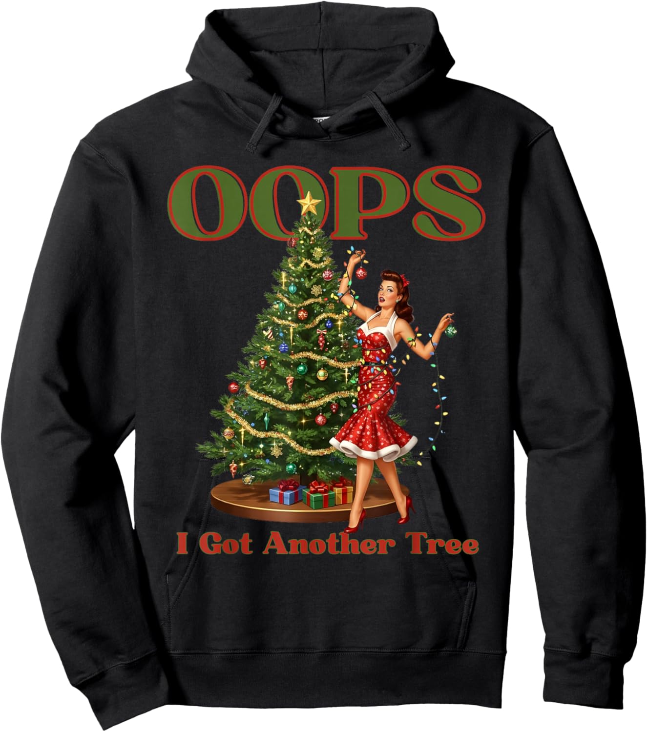 Funny Retro Christmas Oops I Got Another Tree Hoodie - Hoodie | Black