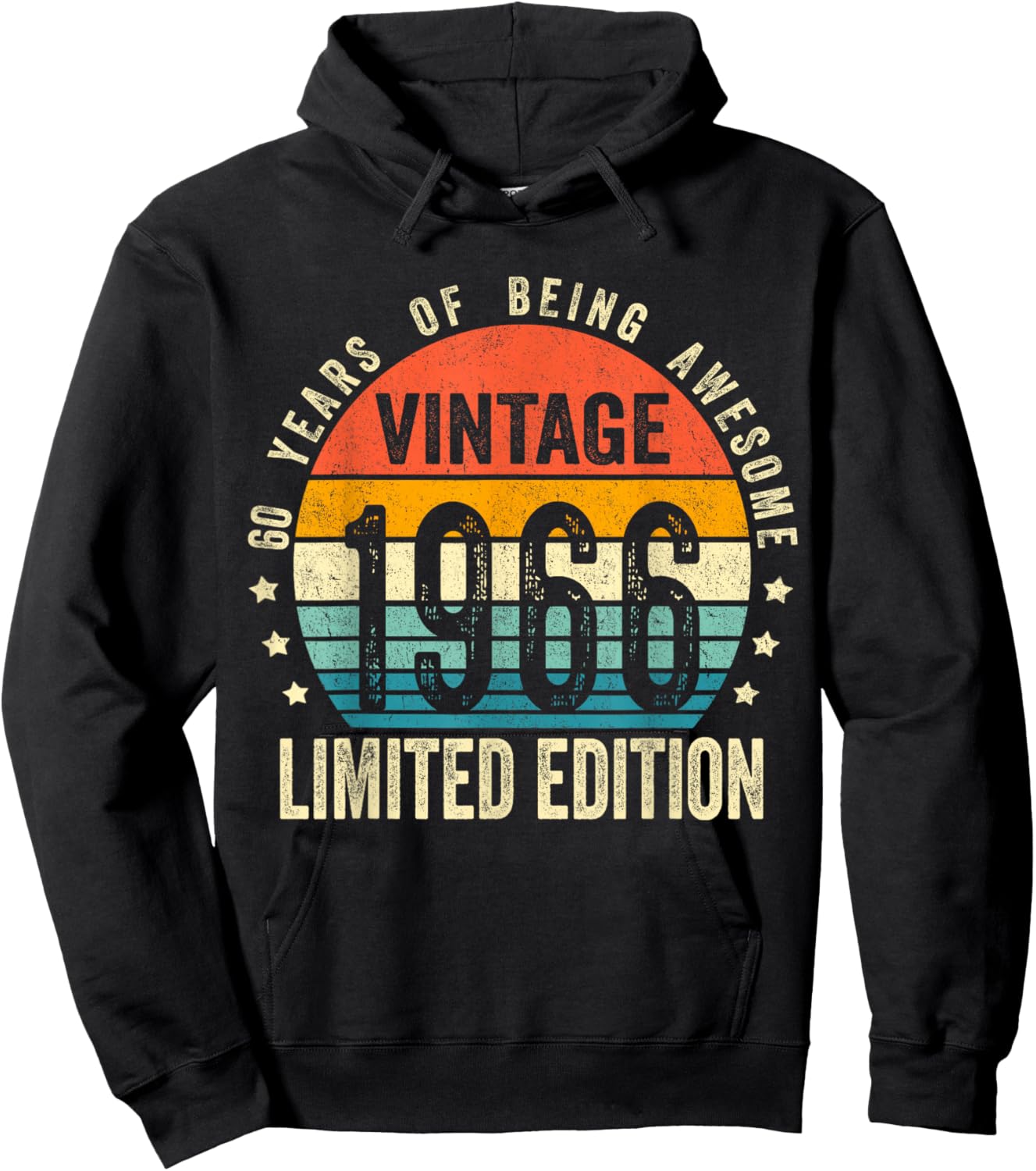 Vintage 1966 60th Birthday Gift Men Women 60 Years Old Hoodie - Hoodie | Black