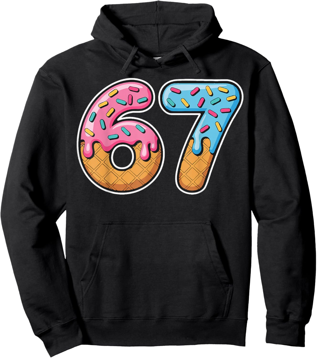 67 Ice Cream Drip Meme Funny Six Seven Gen Alpha Slang Hoodie - Hoodie | Black