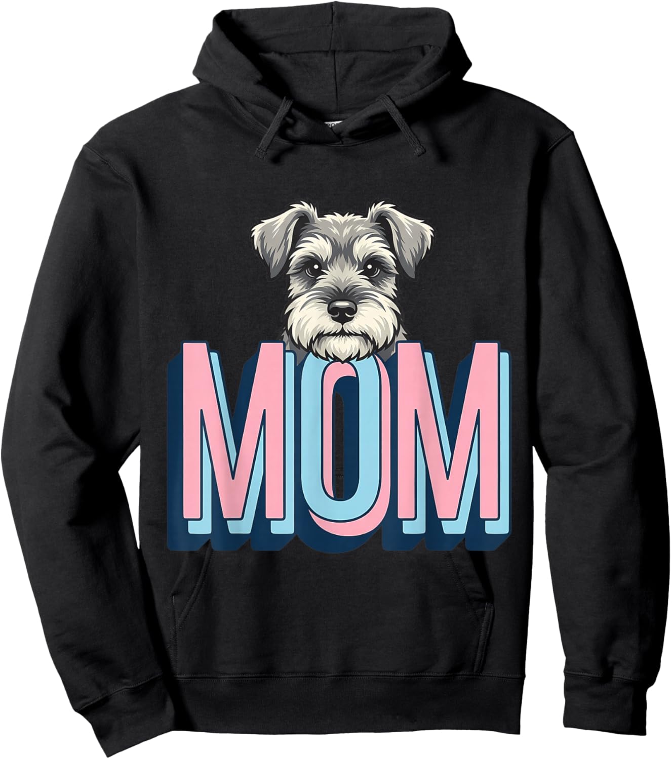 Schnauzer Peeking Mom Dog Lover Cute Puppy Drawing Hoodie - Hoodie | Black