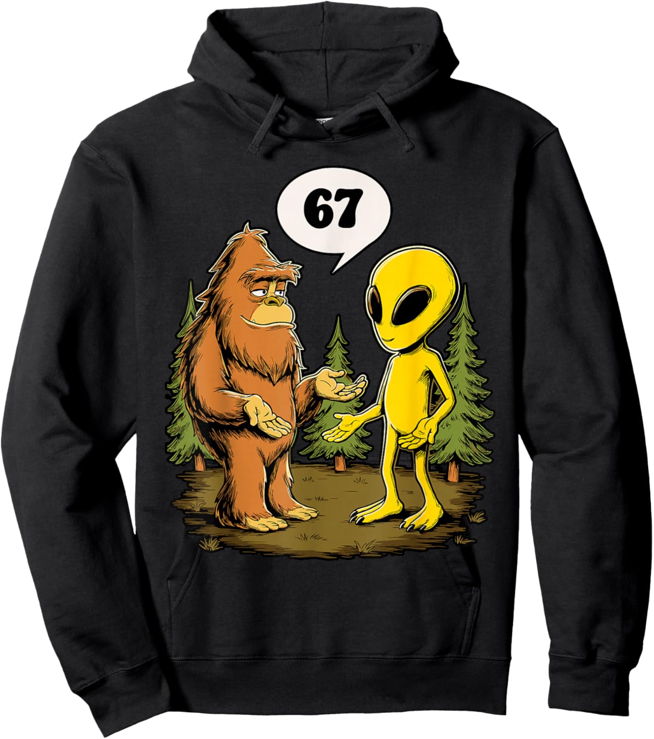 67 Funny Six Seven Gen Alpha Slang Bigfoot Hoodie - Hoodie | Black