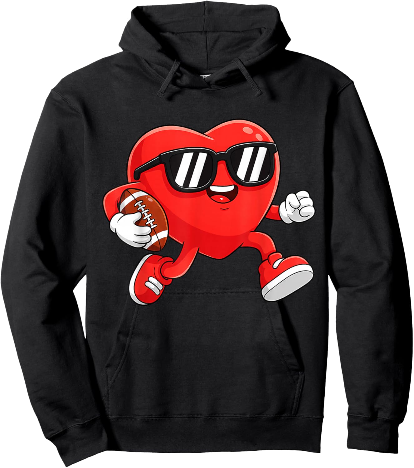 Boy Valentines Day Heart American Football Boys Men Kids Hoodie - Hoodie | Black
