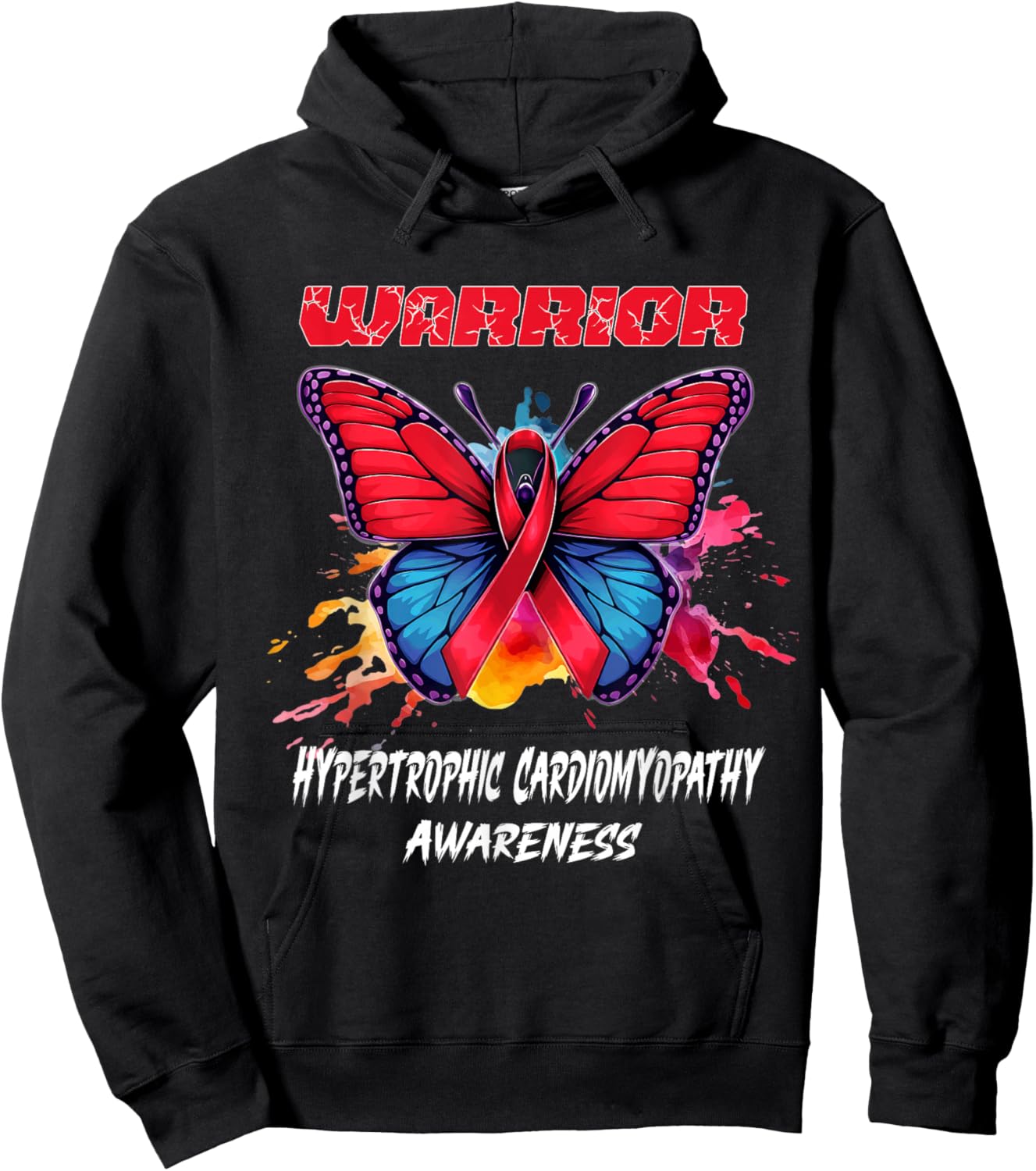 Colorful Butterfly Hypertrophic Cardiomyopathy Awareness Hoodie - Hoodie | Black