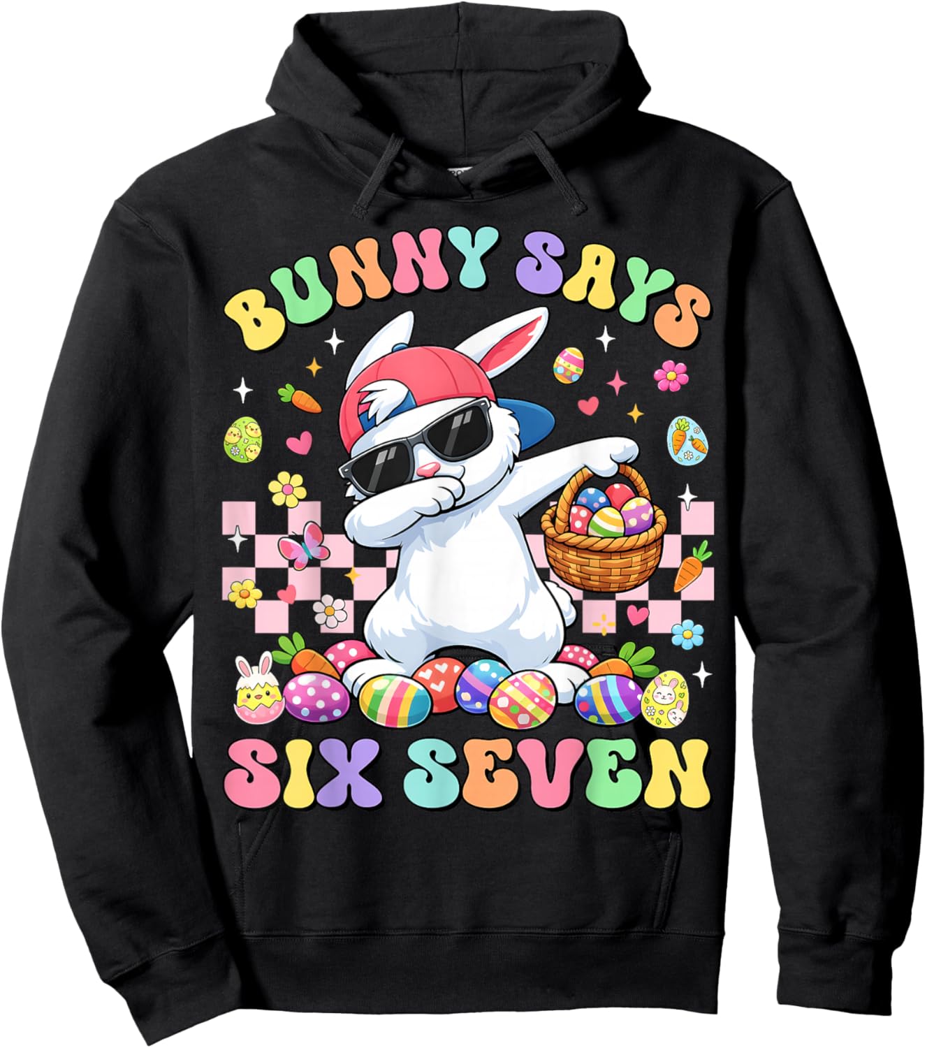 Bunny Says Six Seven Happy Easter Day Rabbit Dab 67 Boy Kids Hoodie - Hoodie | Black